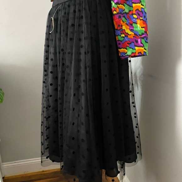 Black Polkadot Mesh overlay skater skirt - Picture 3 of 4